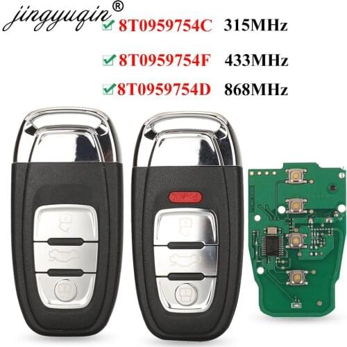 Jingyuqin Smart Remote Key Keyless 3/4 Button 315MHz/433MHZ/868MHZ 8T0 959 754C for For Audi Q5 A4L A5 A6 A7 A8 RS4 RS5 S4 S5