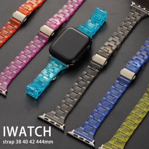 Resin Transparent Strap for Iwatch 40mm 38mm Bracelet Watch Band for Apple Watch Series 5 6 SE 3 4 44mm 42mm Small Wrist Blte