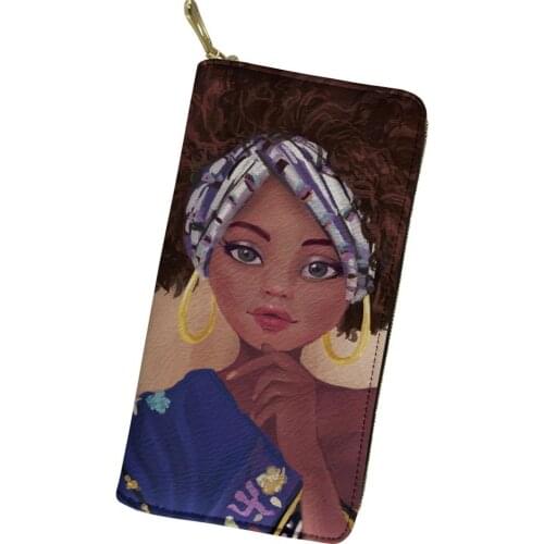 Luxury Lady Leather Wallet Fashion Women Purses African Girl Printing Ms Clutch Female Card Holder Phone Bag Ladies Money Bags