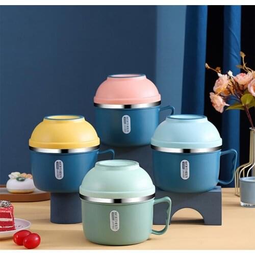 1 Set Instant Noodle Bowl Heat-resistant Japanese-Style Large Capacity Household Sealed Lunch Box for Home