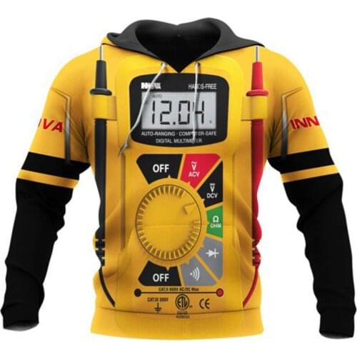Digital Multimeters 3D Full Printed Jacket Men/Women Harajuku Hoodie Casual Streetwear Sweatshirt Pullover Sudaderas AD0267