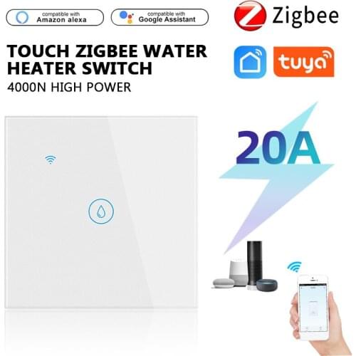 TUYA Zigbee 20A Water Heater Smart Switch Smart Touch Wall Switch Timing Remote Control Work With Google Home And Alexa