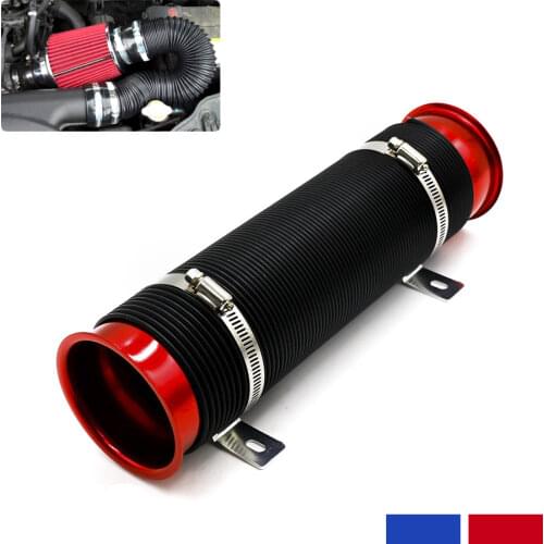 Universal 1M Flexible Car Engine Cold Air Intake Hose Inlet Ducting Feed Tube Pipe With Connector & Braket