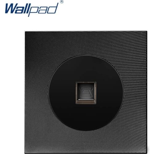 Wallpad Wall Single telephone/tel socket (TEL), Black Aluminum Metal Panel