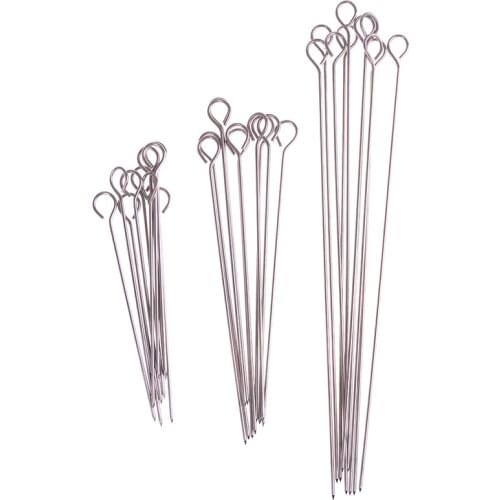 10pcs Outdoor Camping Picnic Meat Goose Round Roast Skewers Stick Stainless Steel BBQ Needle Barbeque Skewers Kitchen Utensils