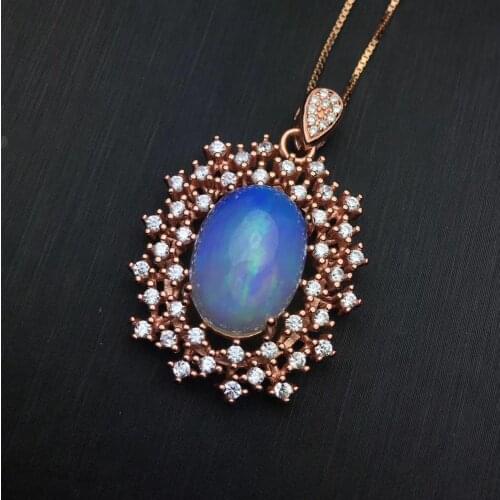 100% Natural Pink Opal pendants 925 sterling silver jewellery Luxury Opal necklace pendan