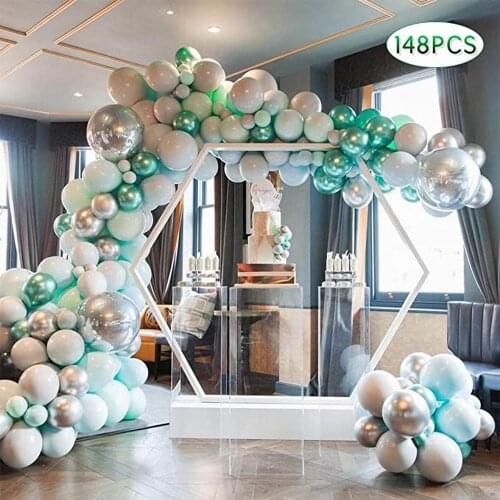 148pcs Balloon Garland Kit Green Blue Grey Chrome Metallic Macaron Balloon Arch Wedding Birthday Party Bridal Shower Decoration