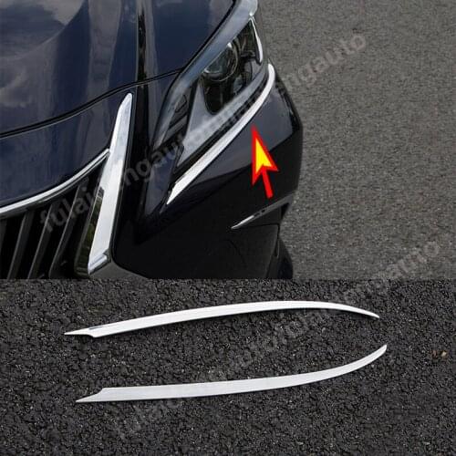 2pcs stainless steel Headlight Cover Eyebrows Eyelid Eye Lid Brow For Lexus ES ES200 260 300H 2018-2021 Car Accessories