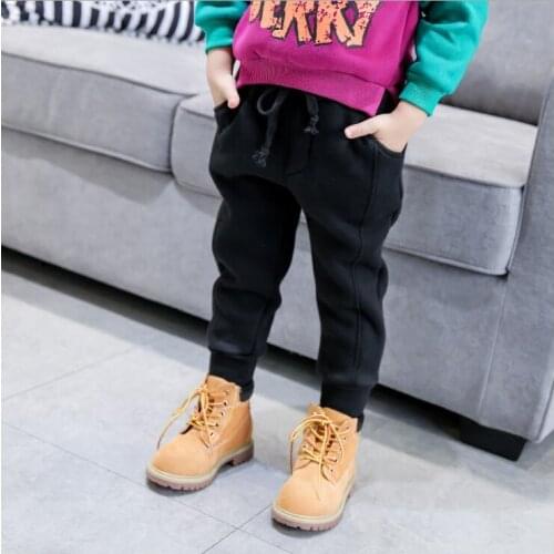 2017 baby boys girls casual pants winter velvet thick pants kids baby solid color long pant trousers