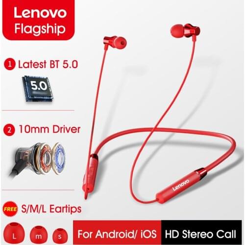Lenovo HE05 BT Earphones BT5.0 Sports Sweatproof Headset Neckband Wireless Headphone Noise Cancelling Magnetic Earbuds With Mic