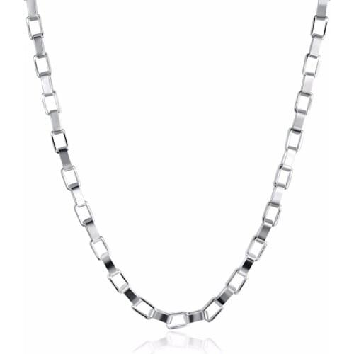 Hot 18-inch rectangular checkered chain geometry wind Lady 925 sterling silver necklaces DIY accessories fast delivery