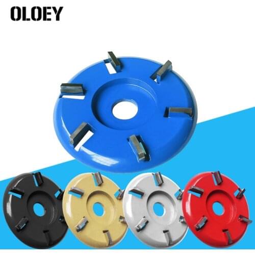 6-Tooth 90x16mm Aperture Flat Arc Power Wood Carving Disc Angle Grinder Attachment Woodworking Turbo Round Plane Milling Cutter