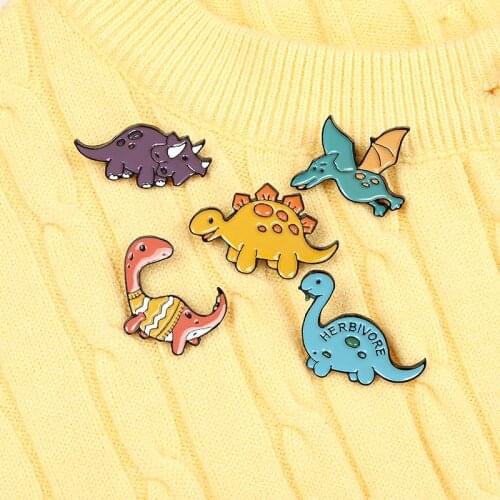 Custom Herbivore Dinosaur Park Enamel Pins Adventure Brooches Bag Clothes Lapel Pin Beast Badge Jewelry Gifts for Kids Friends