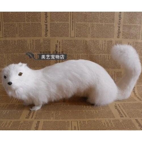 Simulation white mink 30x10x14cm toy model polyethylene&furs mink model home decoration props ,model gift d138