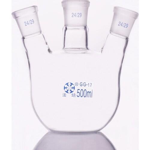Three-necked flask oblique shape,with three necks standard grinding mouth 500ml,joint 24/29,Three-necked flat bottom flask