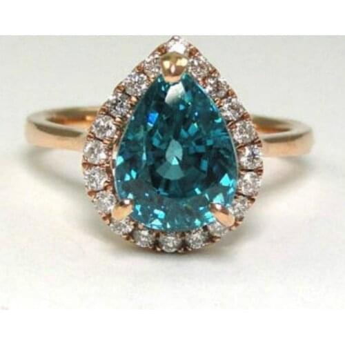 Beautiful 18 K Gold Blue Diamond female engagement wedding ring size 6-10