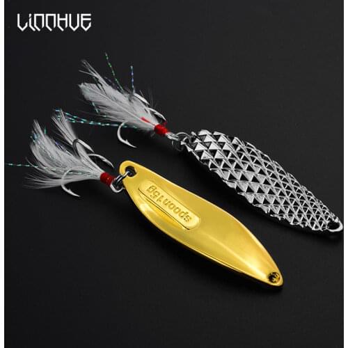 LINNHUE 1pcs Fishing Lure Spool Bait Leech 2.5g-20g Bass Gold Hard Bite Fishing Tackle Treble Hook Whopper Plopper Carp Bait