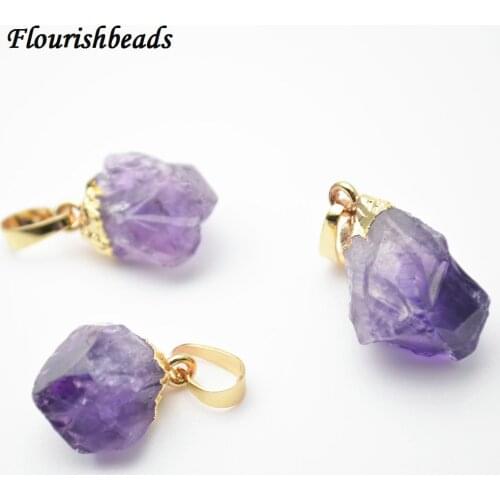 Cute Small Size Natural Amethyst Purple Quartz Rough Mineral Stone Nugget Pendant fit Necklace making