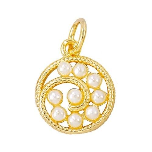 Factory Wholesale Gold Color Brass And Zircon Round Charms Pendants Necklace And Bracelet Earring Diy Jewelry Accessories