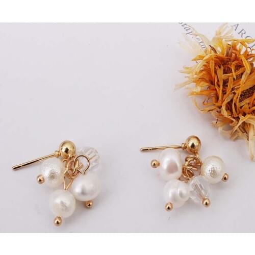 Punk 2018 New Earrings Hand-made Natural Japanese Real Pearl Crystal Grape Bunch Lady Earrings Wholesale Sales Oorbellen
