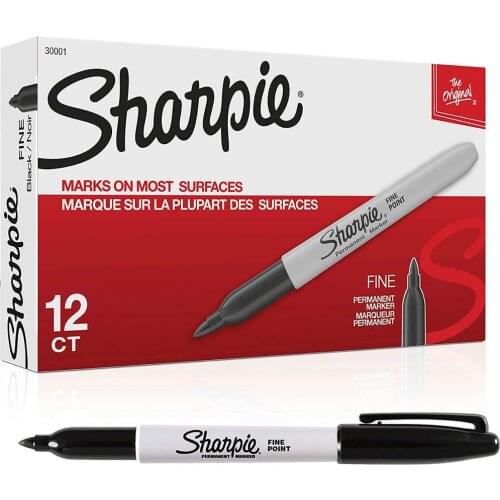 12Pcs Sharpie Fine Point Permanent Marker, Marks On Paper, Plastic, Resist Fading, Water