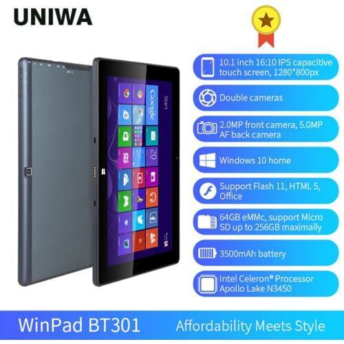 Winpad BT301 Windows 10 home 10.1inch display Tablet PC 4GB 64GB Dual Cameras 1280*800px 3500mAh Tablet PC For Work Study