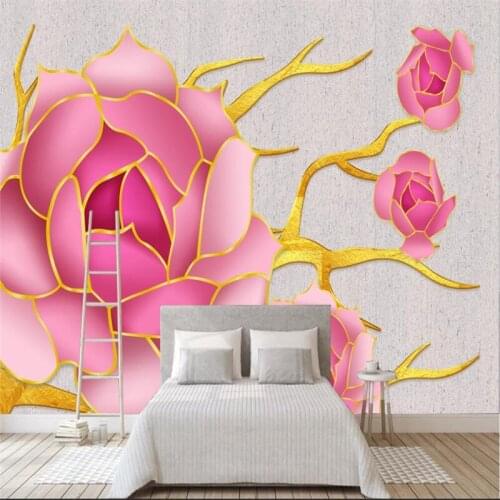 Custom 3d wallpaper modern minimalist texture floral TV background wall decoration painting - high-grade waterproof material