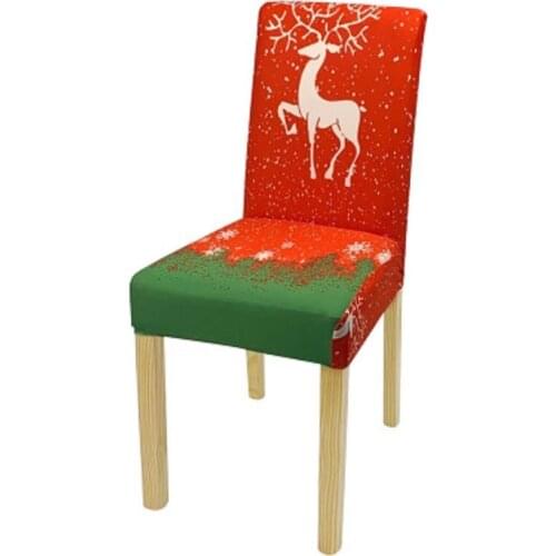 Dropshipping Xmas Christmas Chair Cover Elastic Dining Room Seat Chair Covers Stretch Slipcovers For Christmas Banquet Party