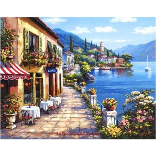 Needlework for embroidery DIY DMC High Quality - Counted Cross Stitch Kits 14 ct Oil painting - Overlook Cafe I