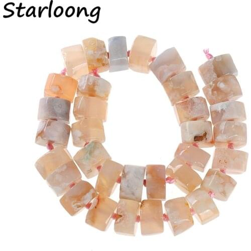 Natural Gem Stone Wheel Faceted Black Pink Sakura Cherry Blossom Agates Chic Loose Strand Nugget Beads for DIY Jewelry Making