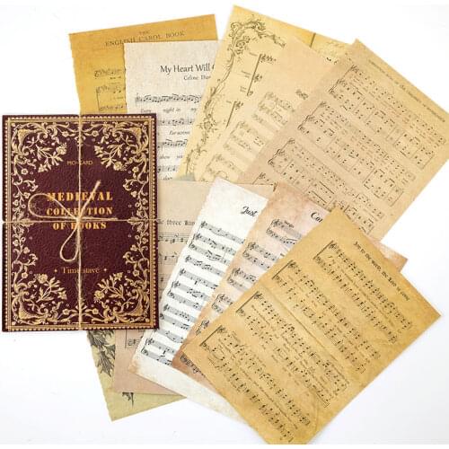 Vintage Music Score Material Paper Junk Journal Decoration Background Sticker DIY Scrapbooking Old Book Page Craft Paper