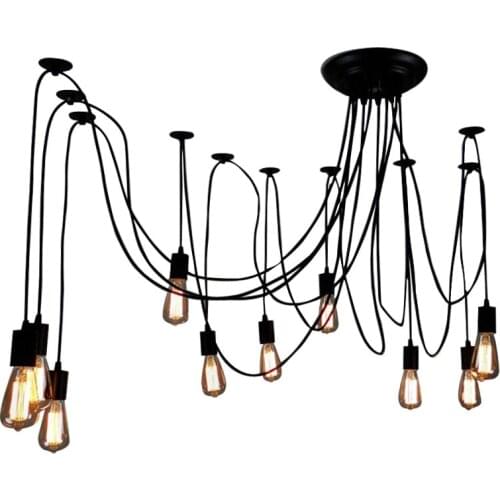 Vintage Pendant Lamp e27 Industrial Pendant Light DIY Hanging Lamps 1.2m 1.5m 2m Wire Spider Lights for Home Decoration Lighting