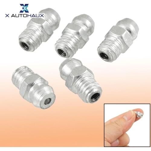 X Autohaux 5PCS oF 13 x 7mm / 0.5" x 0.3"(L*W) For M6x1 Male Thread Straight Metal Grease Nipple Zerk Nozzle