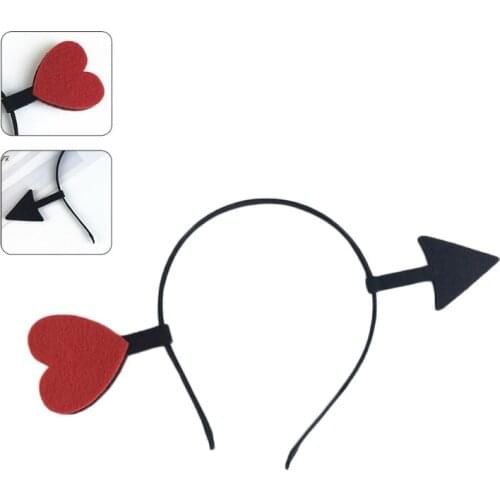 Funny Red Love Heart Arrow Boppers Headband Valentines Day Elastic Hair Hoop Hair Accessories for Holiday Festival Costume Party