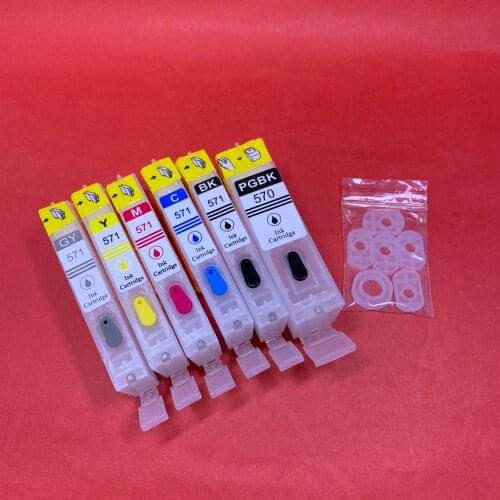 YOTAT 6pcs Empty Refillable ink cartridge for PGI-570 CLI-571 PGI-570XL CLI-571XL for Canon PIXMA MG7750 MG7751 MG7752 TS8050
