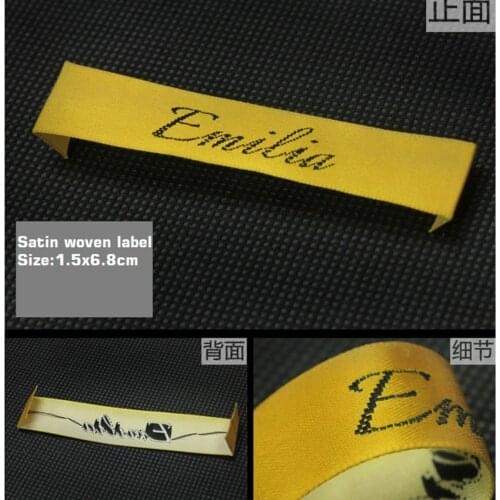 ZeQi 1000pcs customize wood shuttle satin woven label selvage edge damask clothing labels