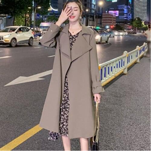 Windbreaker Womens 2020 New Spring Autumn Korean Fashion Mid-Length Loose All-Match Temperament Elegant Woman Windbreakers Coat