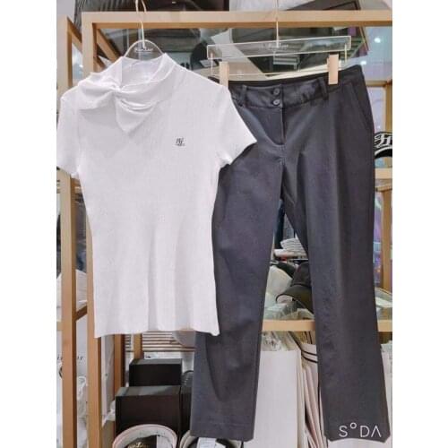 FL Womens Pearl Buckle Cropped Pants Golf Womens Pants