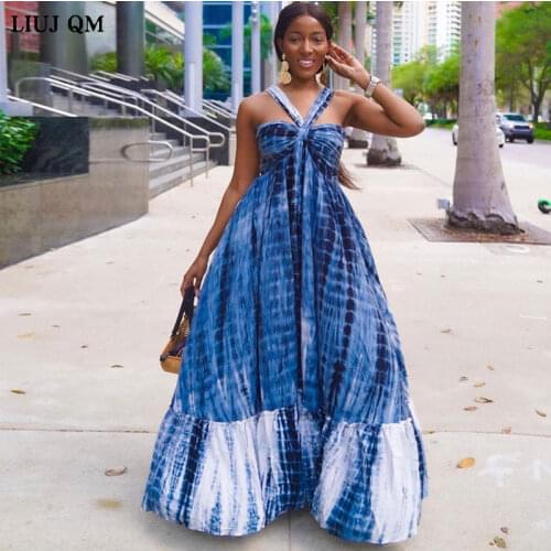 2021 Women Summer Long Dress Sleeveless Backless Robe Femme Halter Sexy Dresses Printed Vintage Bohemian Dress Sundress