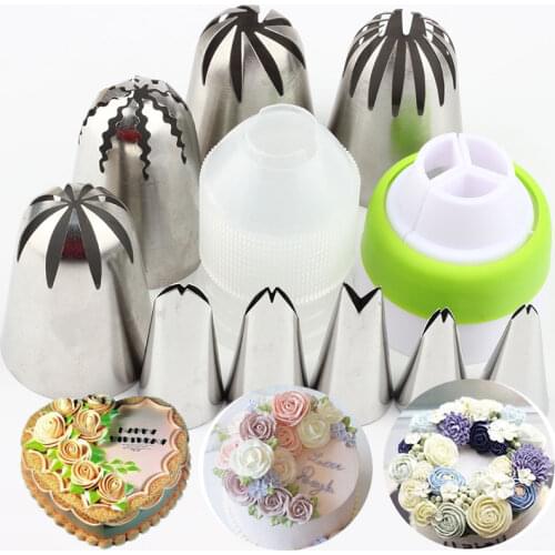 11Pcs/Set Large Cream Nozzles Leaves Nozzles Stainless Steel Icing Piping Nozzles Pastry Cupcake Cake Cream Decorating Pastry