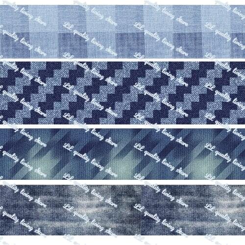 16-75MM Denim Pattern Printed Grosgrain Ribbon 50 Yards/Roll Tape Clothing Bakery Gift Wrapping Accessory Hairbow Head