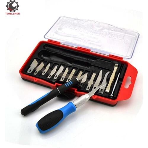 18Pcs Hobby Knife Precision Pen Craft Knives Art Utility Razor Blades Tool Set Stainless Steel Blades for Arts Crafts PCB Repair