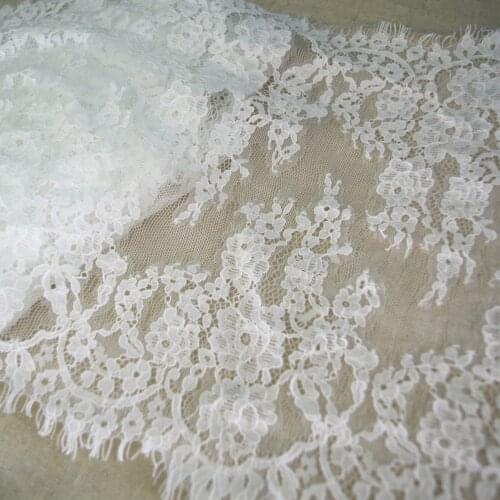 3 yards Floral Embroidery Eyelash Lace Trim Edging Trimmings Ribbon Sewing on Wedding Bridal Dress Veils Headpiece