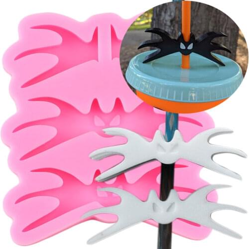 3D Bat Straw Topper Silicone Molds Craft Keychain Epoxy Resin Mold Necklace Charms Making Jewelry Mould Fondant Chocolate Moulds