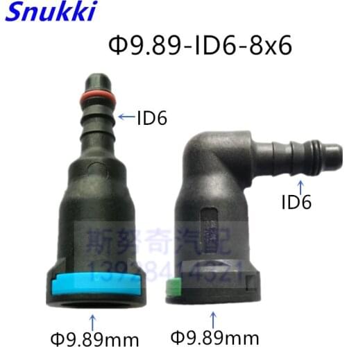 9.89mm-ID6 180 degree SAE 3/8 Fuel pipe joint auto plastic Fuel line quick connector female connector 5pcs a lot
