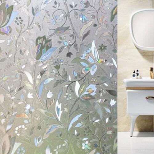 3D 100x45cm Anti-static Glass Sticker Opaque Flower Glass Window Film Paper Decor Adhesive Film Window Sticker Self-Adhesive