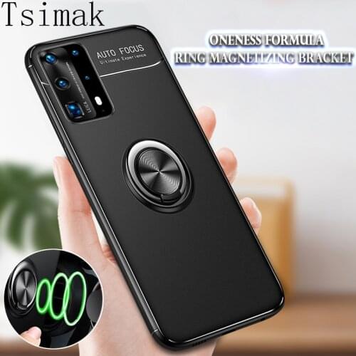 Case For Huawei P30 Pro P20 P8 P9 P10 Plus P40 Lite E Y6S Y8S Y9S 2019 P Smart 2021 Cover Silicone Ring Phone Holder Back Coque