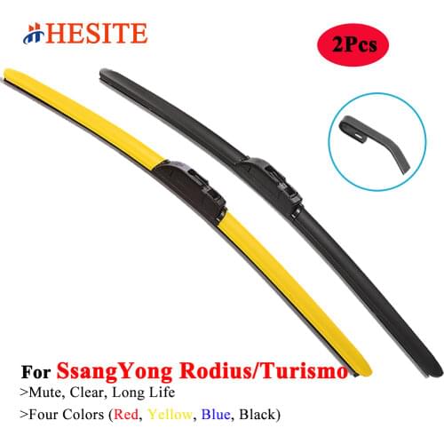 HESITE Colorful Front Wiper Blade For Ssangyong Stavic Rodius Car Parts 2007 2019 2020 2Pcs Hybrid Windshield Wipers 24"+18" Red