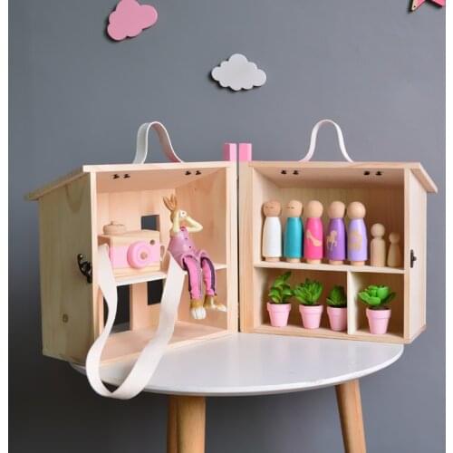 Scandinavian Style Wooden House Shelf Kids Baby Room Wall Hanging Ornaments Storage Shelves Children Room Decor Shelf Organizer