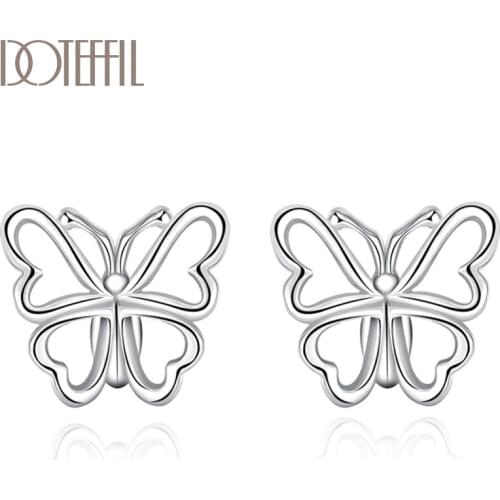 DOTEFFIL 925 Sterling Silver Butterfly Earrings High Quality Charm Women Fashion Jewelry Wedding Engagement Party Gift
